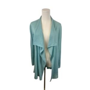 Eileen Fisher Cascading Cardigan Ultrafine Merino Aqua Blue Size Small
