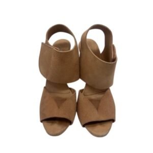 Pedro Garcia Suede Heels Peep Toe Slingback Stiletto Tan Size 39