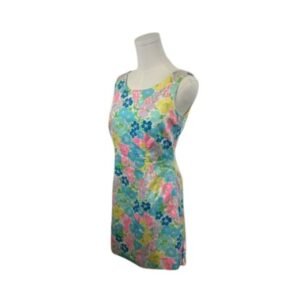 Lilly Pulitzer Floral Print Sleeveless Mini Dress Colorful Cotton Size 0