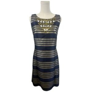 Lilly Pulitzer Sheath Dress Striped Sleeveless Beaded Neckline Size 8