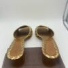 Bottega Veneta Woven Gold Leather Heeled Sandals Slides Size 38 - Image 3