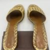 Bottega Veneta Woven Gold Leather Heeled Sandals Slides Size 38 - Image 4