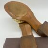 Bottega Veneta Woven Gold Leather Heeled Sandals Slides Size 38 - Image 5