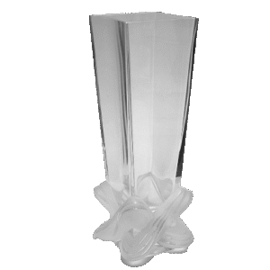 Lalique Lucca 11 Inch Vase Signed Frosted Satin Ribbon Base Clear Top Pristin
