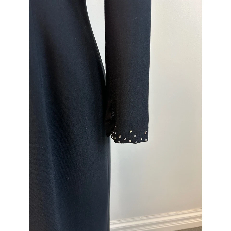 VT by Travilla Black Vintage Crystal Formal Dress Long Sleeve Ball Gown Size 4 - Image 3