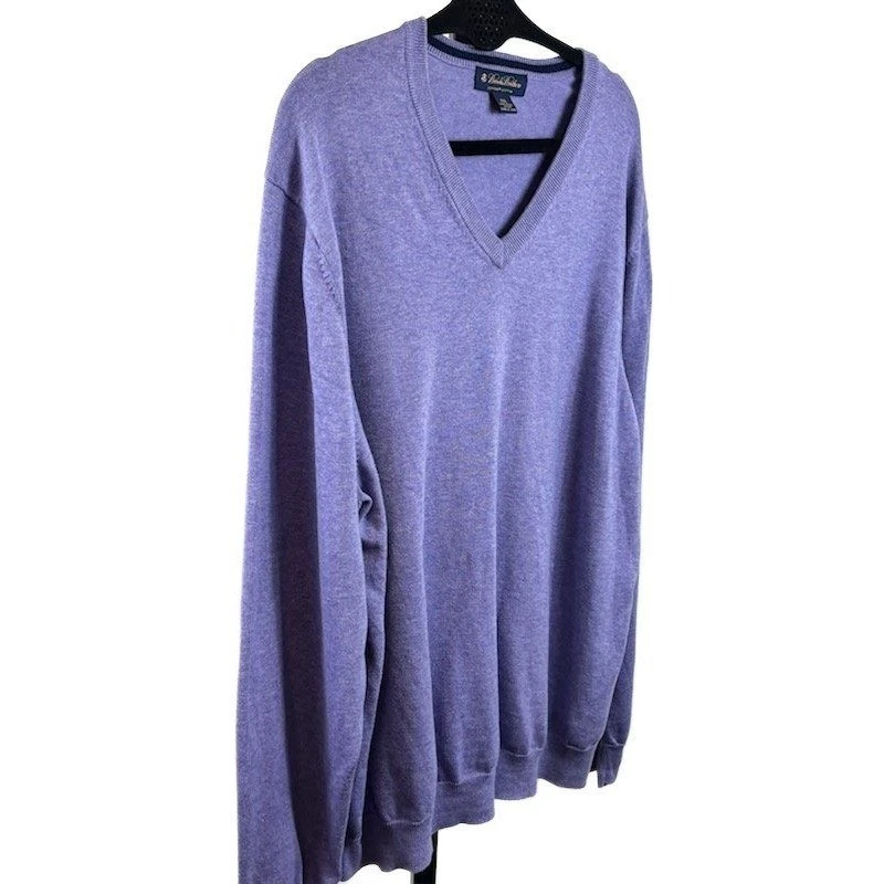 Brooks Brothers Men's Size XXL Supima Cotton Lavender V-Neck Sweater - Image 2