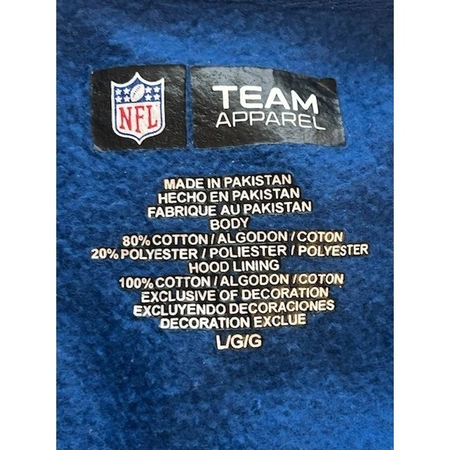 Indianapolis Colts Men's Size Large Royal Blue Full Zip NFL Hoodie Sweatshirt - Image 5