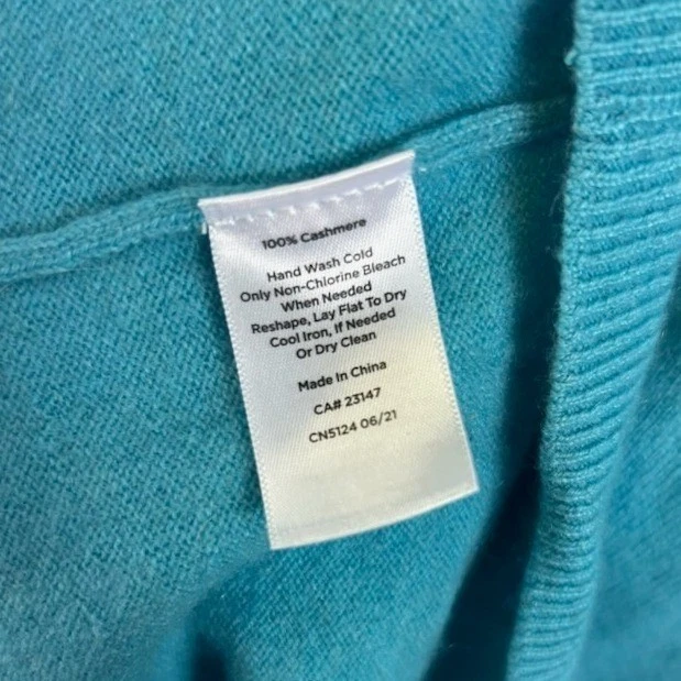 Talbots Sweater Women's Size Medium Blue Pure 100% Cashmere Crewneck Soft - Image 5