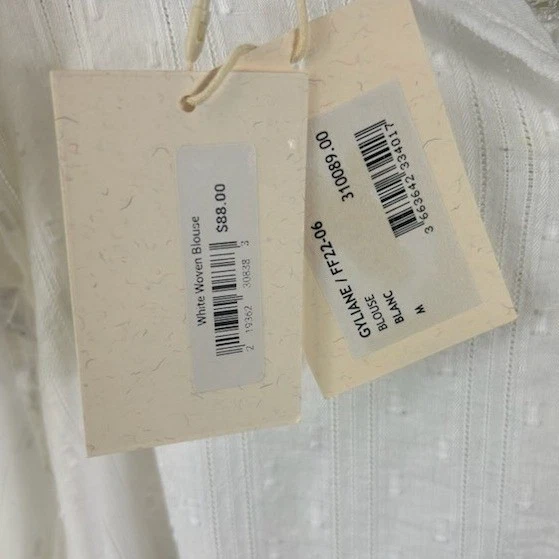 FRNCH Paris Blouse Women's Size Medium White Lace Ruffle Sleeve Top Romantic - Image 6