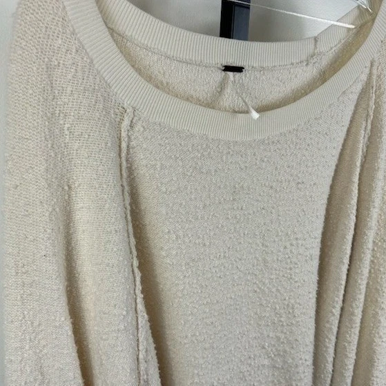 Free People Sweater Women's Size Large Cream Oversized Textured Long Sleeve Top - Image 3