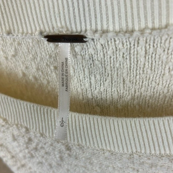 Free People Sweater Women's Size Large Cream Oversized Textured Long Sleeve Top - Image 4