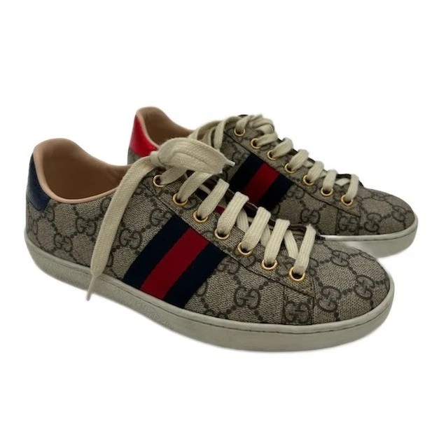 Gucci Women's Size 36 US 6 GG Supreme Canvas Ace Sneakers Red Blue Stripe Logo - Image 2