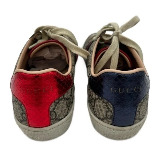 Gucci Women's Size 36 US 6 GG Supreme Canvas Ace Sneakers Red Blue Stripe Logo - Image 3