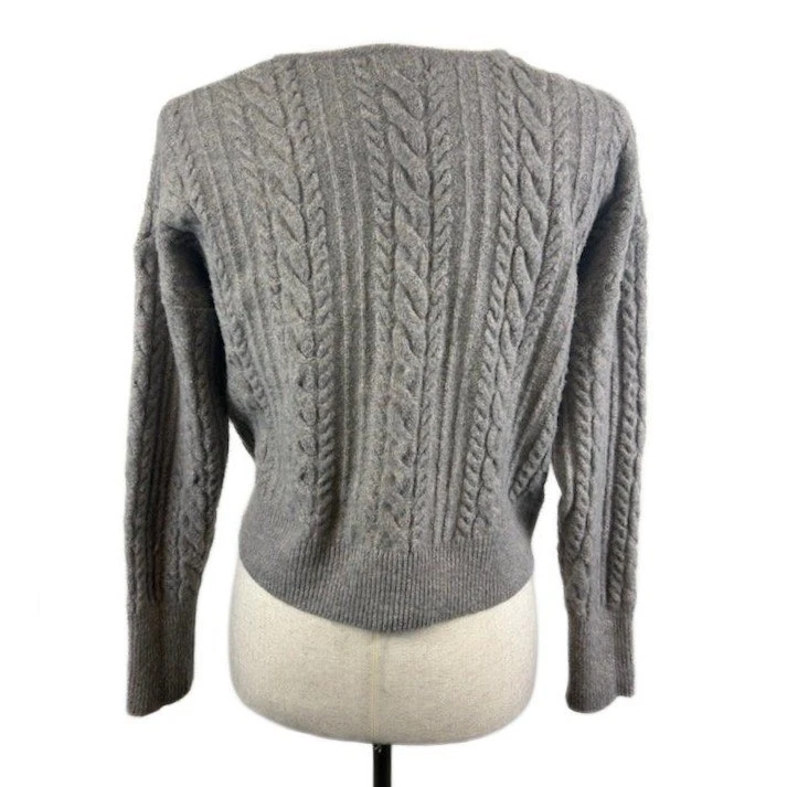 Rachel Zoe Sweater Women's Size Medium Gray Cable Knit Cardigan Cozy Chunky - Image 3