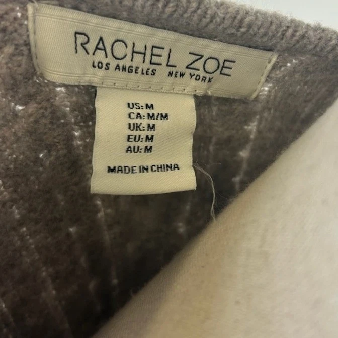 Rachel Zoe Sweater Women's Size Medium Gray Cable Knit Cardigan Cozy Chunky - Image 4