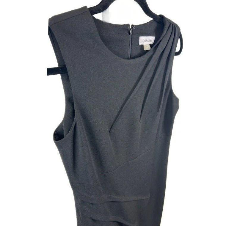 NWT Calvin Klein Black Sleeveless Drape Sheath Dress Size 6 - Image 2