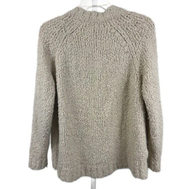 Universal Thread Sweater Cream Fuzzy Textured V Neck Chunky Womens Size Medium - Image 3