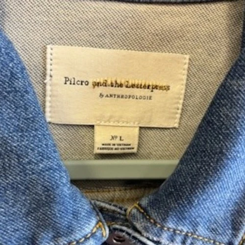 Pilcro Letterpress Anthropologie Denim Jean Jacket Medium Wash Size Large - Image 5