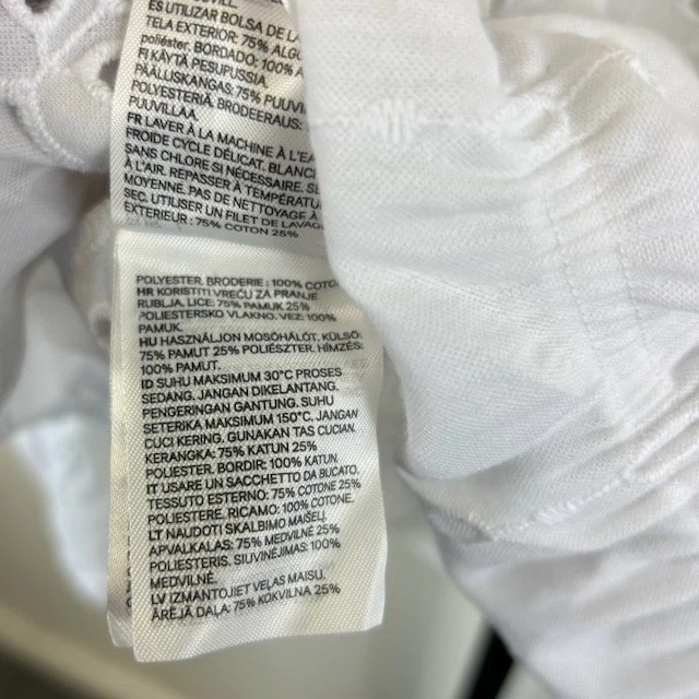 H&M Women's Large White Eyelet Off Shoulder Peasant Blouse Ruffle Cottagecore - Image 4