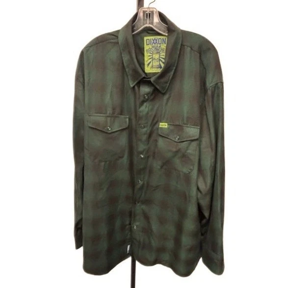 Dixxon Flannel Shirt Men's Size 4X Absinthe Plaid Long Sleeve Button Top Green - Image 2