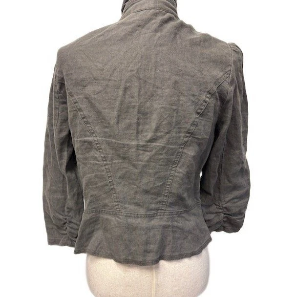INC International Concepts 100% Linen Jacket Women's Size Medium Olive Green - Image 3
