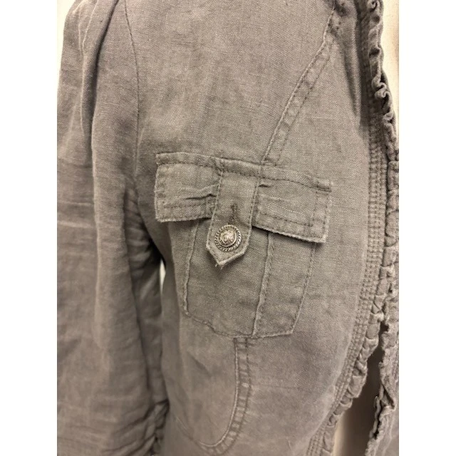 INC International Concepts 100% Linen Jacket Women's Size Medium Olive Green - Image 5