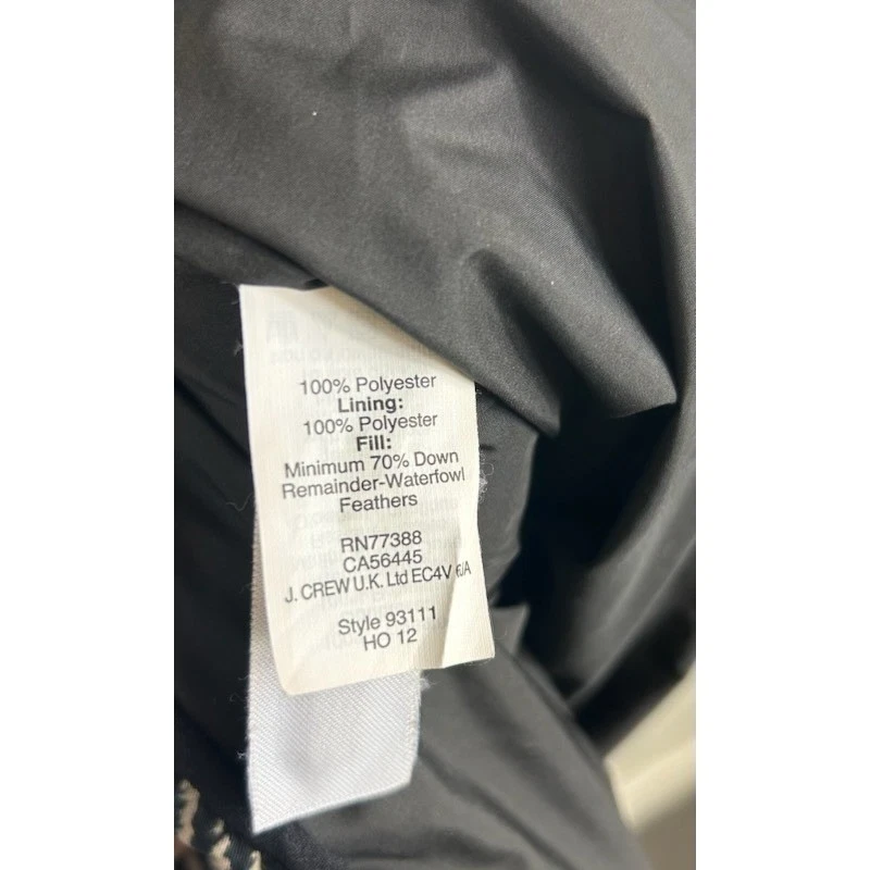 J.Crew Down Puffer Vest Women's Size Small Black Cream Herringbone Full Zip - Image 5