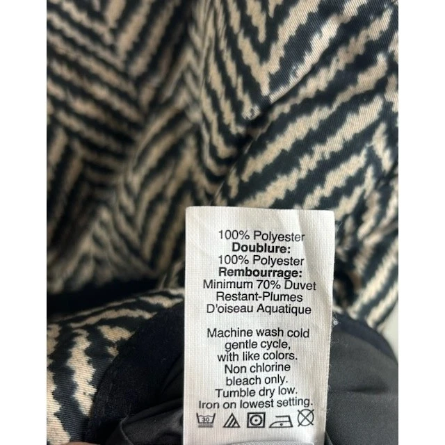 J.Crew Down Puffer Vest Women's Size Small Black Cream Herringbone Full Zip - Image 6