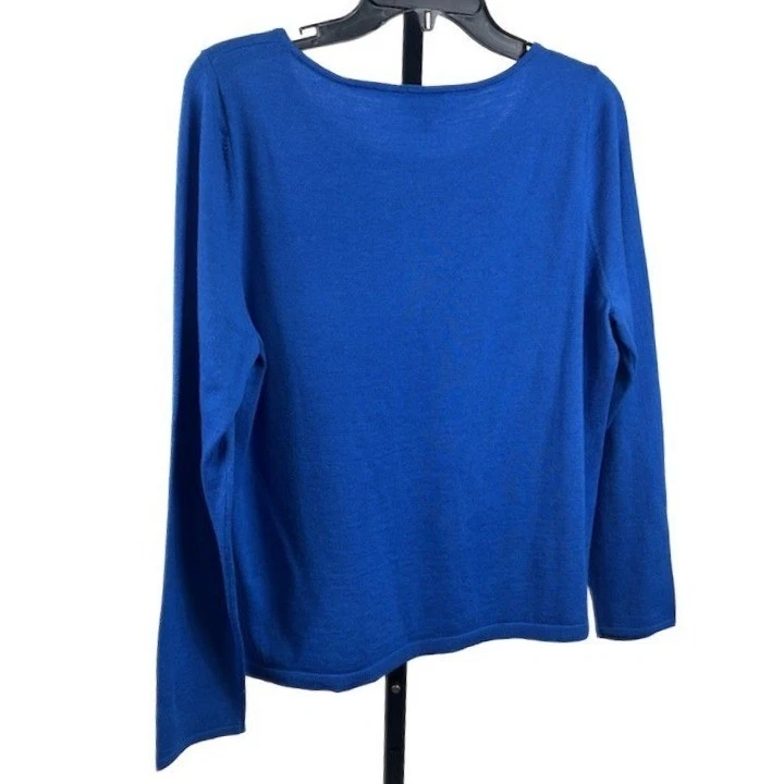 Talbots Sweater Women's Size XL Royal Blue Pure 100% Merino Wool Crew Neck - Image 3