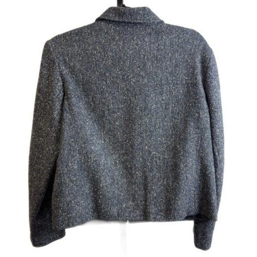 Talbots Blazer Women's Size 10 Gray Tweed Full Zip Jacket Wool Silk Vintage - Image 2