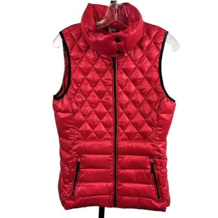 Calvin Klein Performance Women's Size Medium Red Quilted Puffer Zip Front Vest