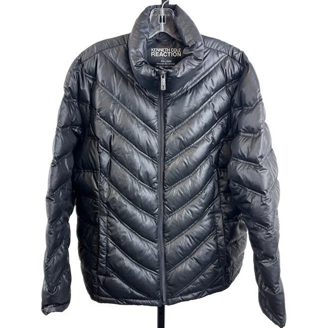 Kenneth Cole Reaction Women's Size XXL Black Chevron Down Blend Puffer Jacket
