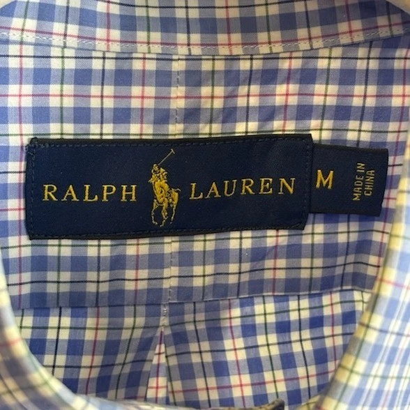 Polo Ralph Lauren Men's Medium Blue Plaid Classic Fit Cotton Button Down Shirt - Image 3