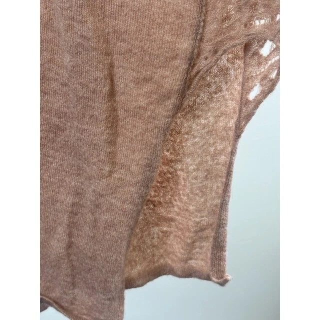 Free People Women's Size Large Taupe Oversized Sweater Lace Dolman Sleeve Top - Image 5