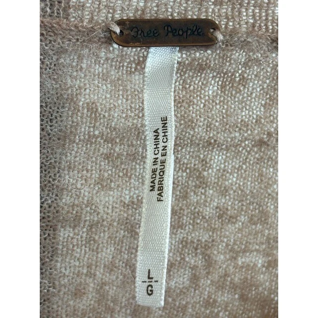 Free People Women's Size Large Taupe Oversized Sweater Lace Dolman Sleeve Top - Image 6