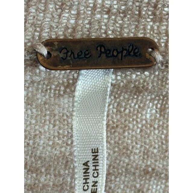 Free People Women's Size Large Taupe Oversized Sweater Lace Dolman Sleeve Top - Image 7