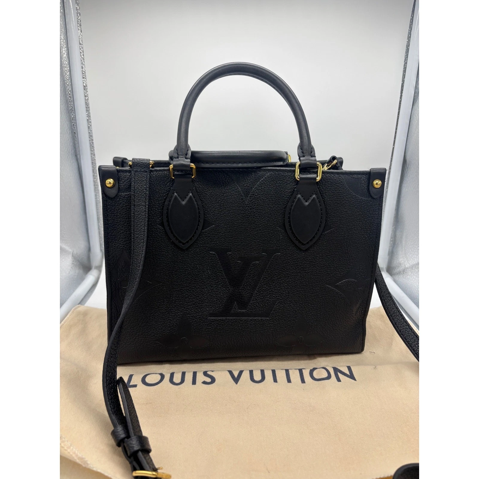 Louis Vuitton Onthego PM Monogram Empreinte Leather Black W/Dust Bag $3400 - Image 11