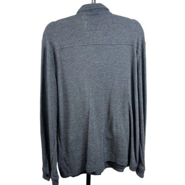 Ben Sherman Shirt Men's Size Large Charcoal Gray Waffle Knit Button Up Jacket - Image 3