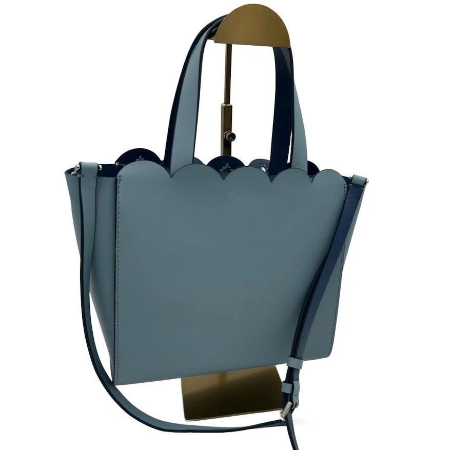 Kate Spade Bag Tote Perforated Scallop Tote Lagoon Blue Leather Crossbody - Image 2