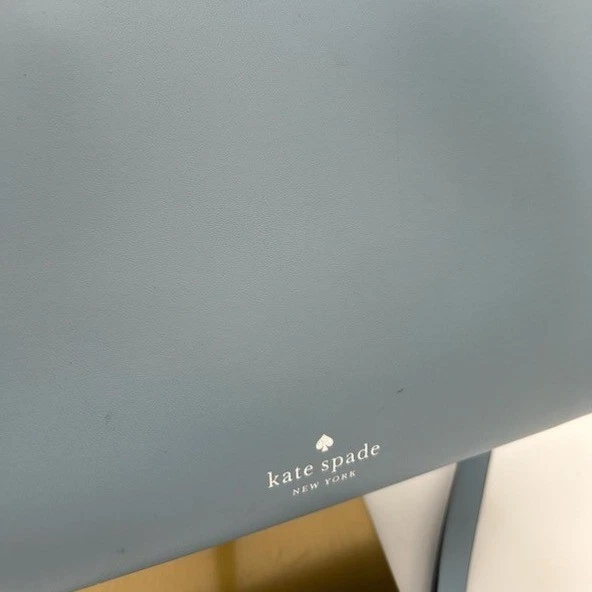 Kate Spade Bag Tote Perforated Scallop Tote Lagoon Blue Leather Crossbody - Image 4