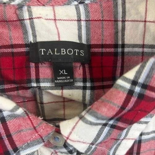 Talbots Women's Size XL Red Plaid Long Sleeve Flannel Button Top Blouse Shirt - Image 4