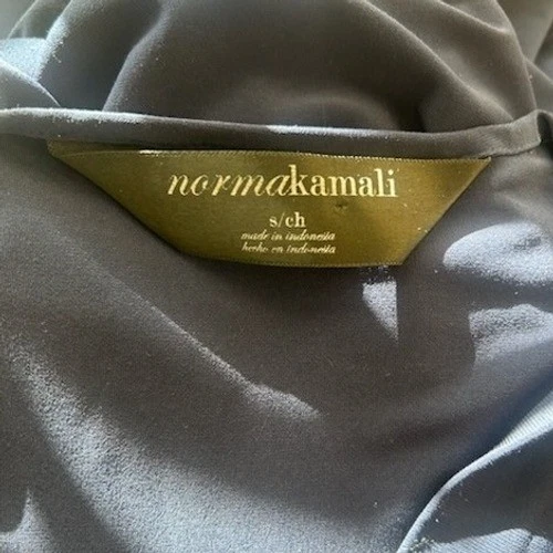 Norma Kamali Dress Women's Size Small Navy Blue V-Neck Ruched Gathered Waist - Image 3