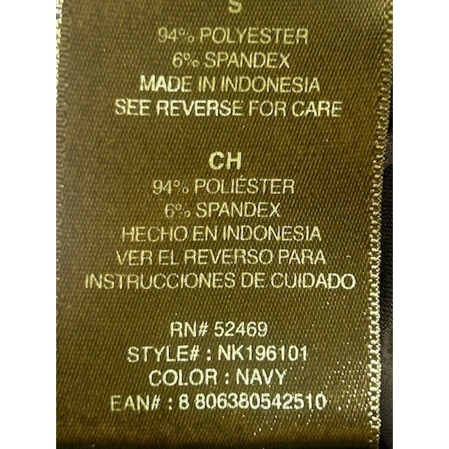 Norma Kamali Dress Women's Size Small Navy Blue V-Neck Ruched Gathered Waist - Image 4