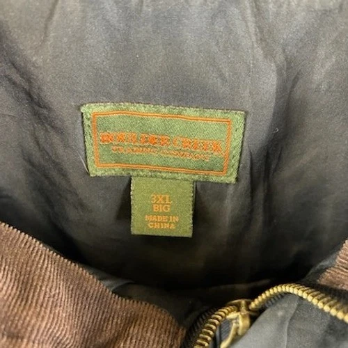 Boulder Creek Men's 3XL Big Black Quilted Barn Jacket Brown Corduroy Trim - Image 3