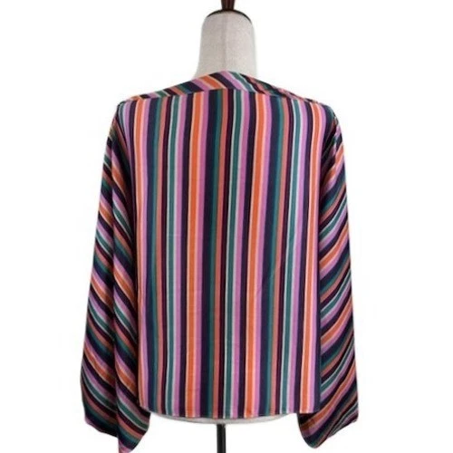 Trina Turk Women's Size M/L Geometric Diamond Stripe Boat Neck Blouse Top Medium - Image 3