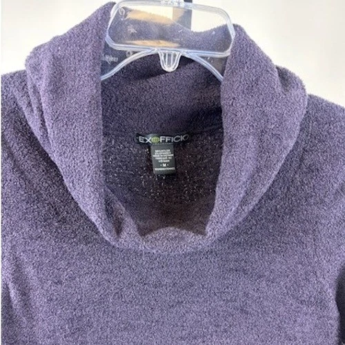 Exofficio Long Sweater Women's Size Medium Purple Cowl Neck Long Sleeve Soft - Image 3