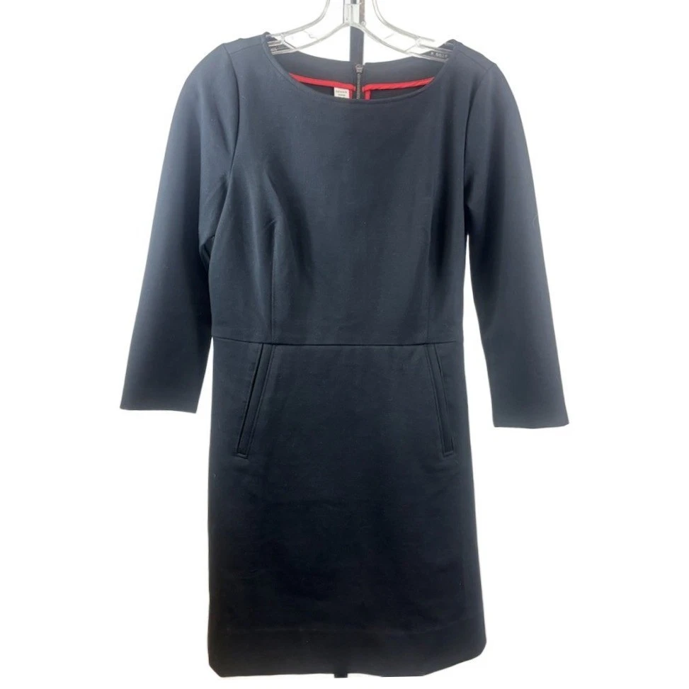 Spanx Perfect Shift Dress Women's Size Medium Black Boatneck 3/4 Sleeve Pockets