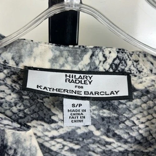 Hilary Radley Blouse Women's Size Small Petite Snakeskin Long Sleeve Tie Cuff PS - Image 3