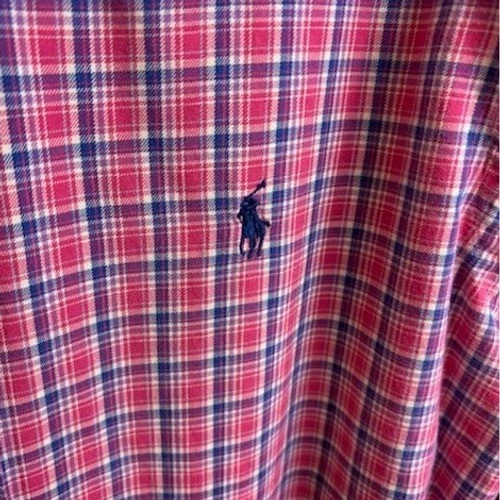 Ralph Lauren Shirt Men's Size Medium Plaid Classic Fit Pink Flannel Button Down - Image 3
