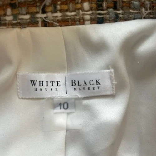 White House Black Market Blazer Women's Size 10 Tweed Belted Jacket Fringed - Image 6